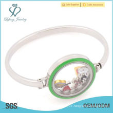 Fashion stainless steel enamel green face bracelet bangle jewelry